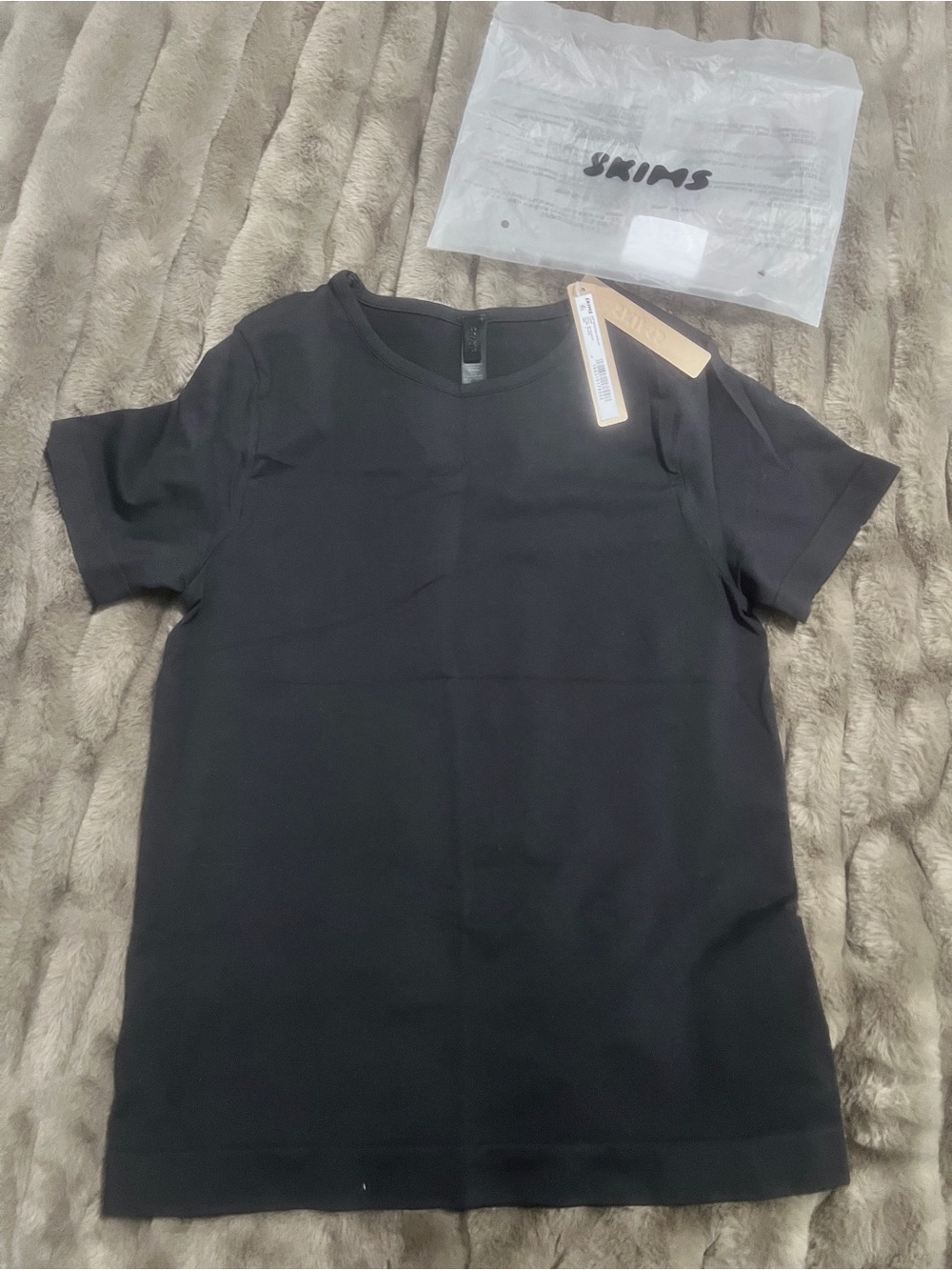 SKIMS Black Short Sleeve Crewneck Tee